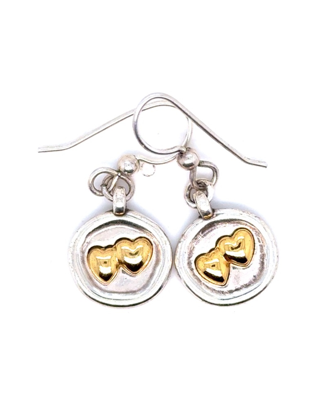 Brighton Two-Tone Silver and Gold Heart Dangle Earrings